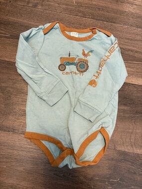 Carhartt Light Blue One-Piece with Brown Trim & Tractor Graphic